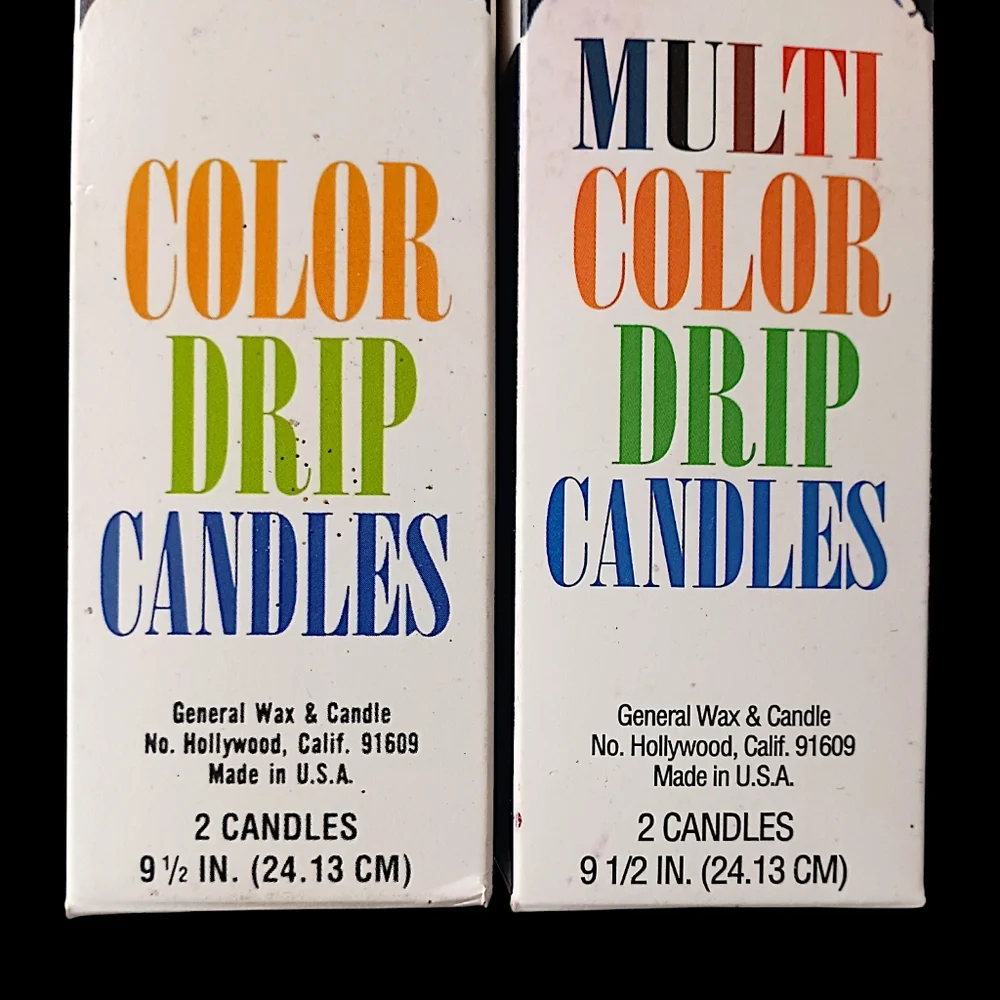 4 Vintage Multicolor Drip Candles Wine Bottle Decor 2 In Each Box 70s 9.5